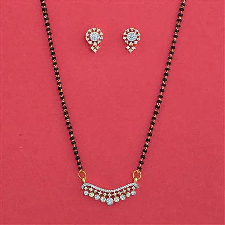 American Diamond Classic Mangalsutra With 2 Tone Plating Rhodium Plating