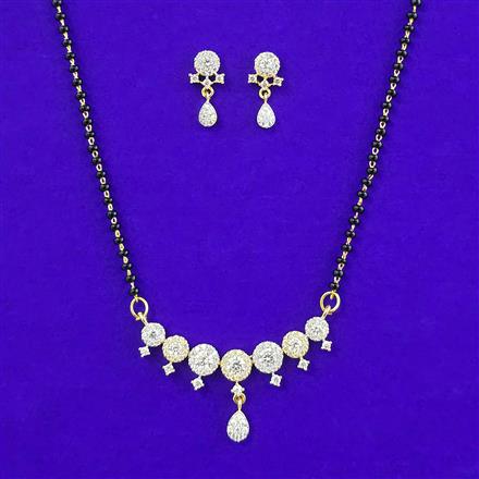 American Diamond Classic Mangalsutra With 2 Tone Plating Rhodium Plating