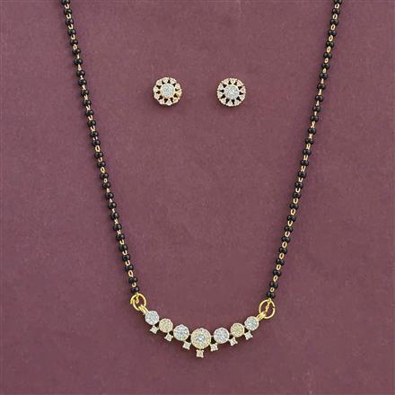 American Diamond Classic Mangalsutra With 2 Tone Plating Rhodium Plating