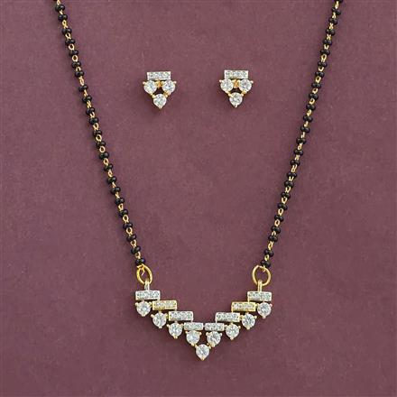 American Diamond Classic Mangalsutra With 2 Tone Plating Rhodium Plating