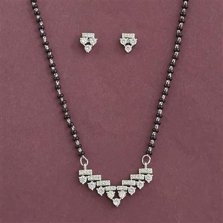 American Diamond Classic Mangalsutra With 2 Tone Plating Rhodium Plating