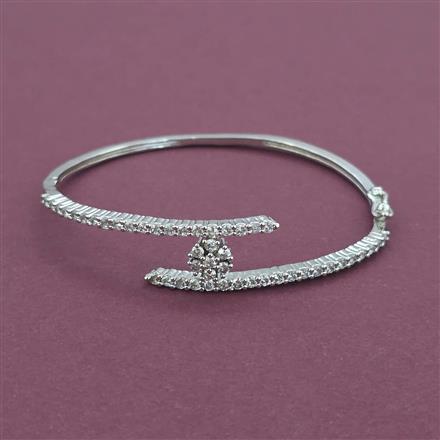 American Diamond Openable kada with Rhodium Plating 2 Tone Plating