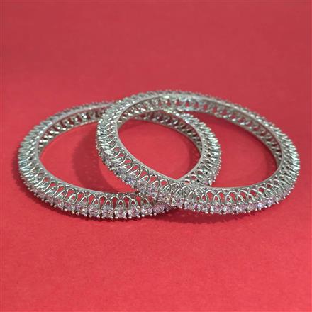 American Diamond 2 Pc Classic Bangles with Rhodium Plating
