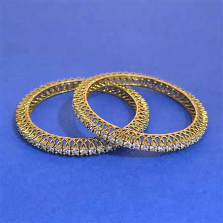 American Diamond 2 Pc Classic Bangles with Mehndi Plating