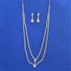 American Diamond Long Necklace with Rhodium Plating
