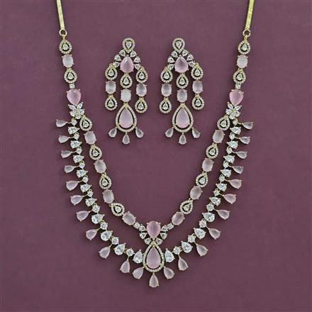 American Diamond Classic Necklace with Mehndi Plating