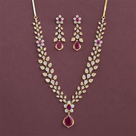 American Diamond Classic Necklace with 2 Tone Plating