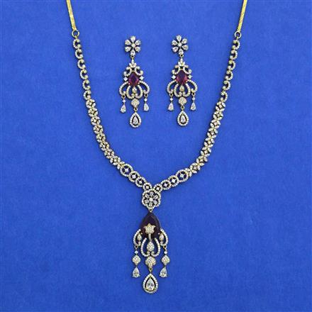 American Diamond Classic Necklace with Mehndi Plating