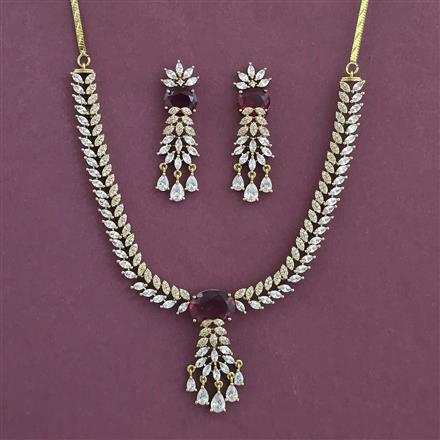 American Diamond Classic Necklace with Mehndi Plating