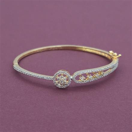 American Diamond Openable kada with Rhodium Plating 2 Tone Plating