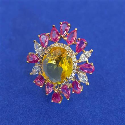 American Diamond Adjustable Ring with Carat Plating