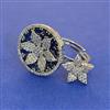 American Diamond Adjustable Ring with Rhodium Plating