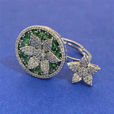 American Diamond Adjustable Ring with Rhodium Plating