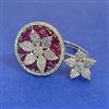 American Diamond Adjustable Ring with Rhodium Plating