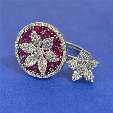 American Diamond Adjustable Ring with Rhodium Plating