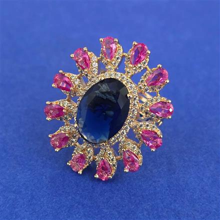 American Diamond Adjustable Ring with Carat Plating