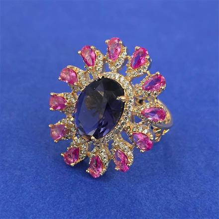American Diamond Adjustable Ring with Carat Plating