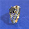 American Diamond Adjustable Ring with 2 Tone Plating