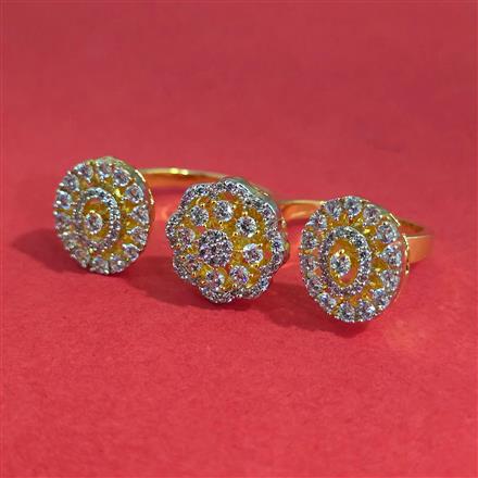 American Diamond Adjustable Ring with Rhodium Plating 2 Tone Plating Carat Plating