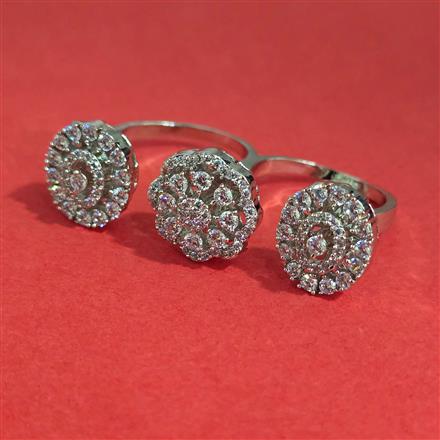 American Diamond Adjustable Ring with Rhodium Plating 2 Tone Plating Carat Plating