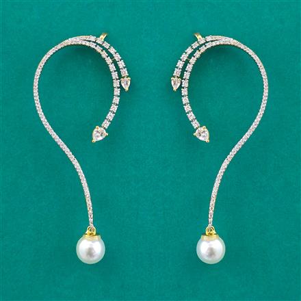 American Diamond Earcuff with Rhodium Plating 2 Tone Plating Carat Plating