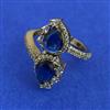 American Diamond Adjustable Ring with Mehndi Plating