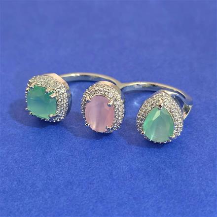American Diamond Adjustable Ring with Rhodium Plating