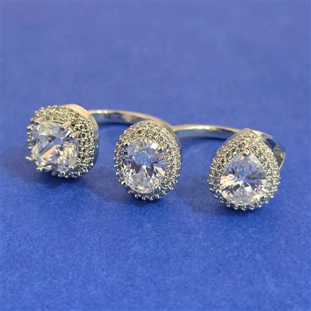American Diamond Adjustable Ring with Rhodium Plating