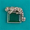 American Diamond Classic Brooch with Mehndi Plating