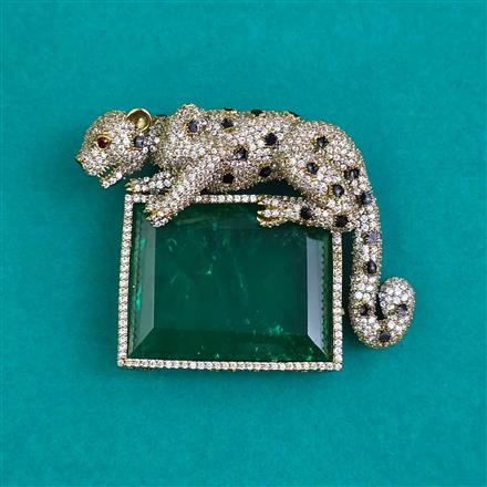 American Diamond Classic Brooch with Mehndi Plating