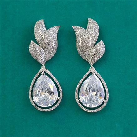 American Diamond Classic Earring with Rhodium Plating