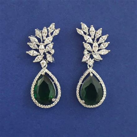 American Diamond Classic Earring with Rhodium Plating