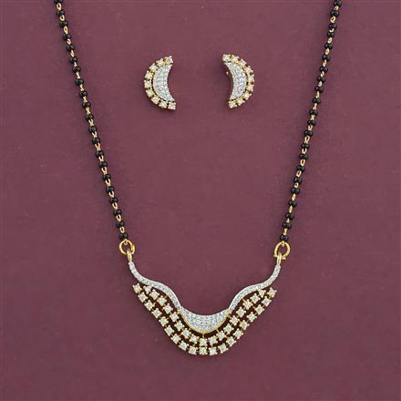 American Diamond Classic Mangalsutra with Rhodium Plating 2 Tone Plating