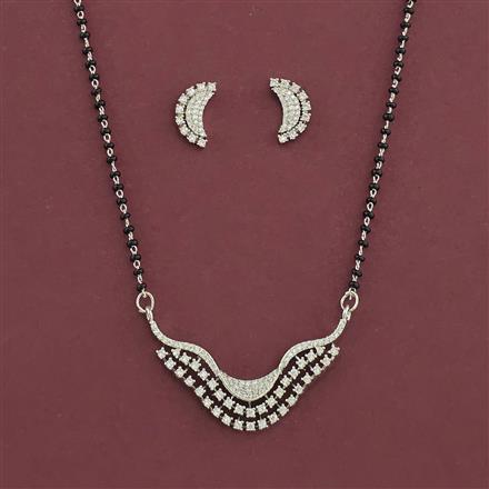 American Diamond Classic Mangalsutra with Rhodium Plating 2 Tone Plating