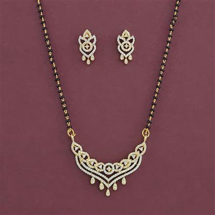 American Diamond Classic Mangalsutra with Rhodium Plating 2 Tone Plating