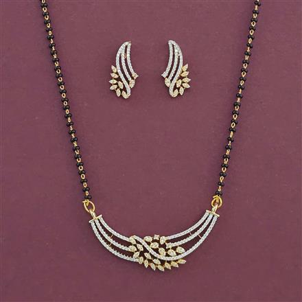 American Diamond Classic Mangalsutra with Rhodium Plating 2 Tone Plating