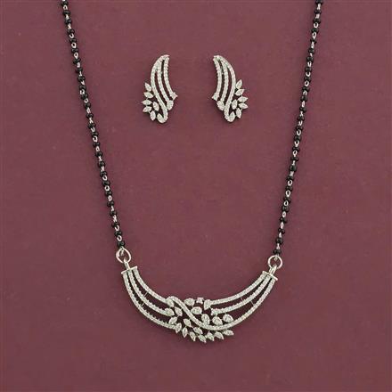 American Diamond Classic Mangalsutra with Rhodium Plating 2 Tone Plating