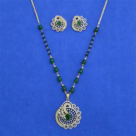 American Diamond Classic Pendant Set With 2 Tone Plating