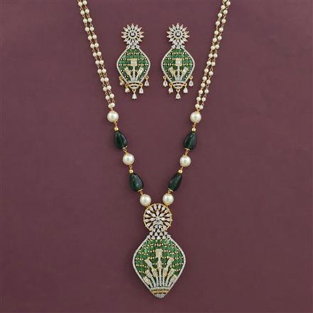 American Diamond Classic Pendant Set With 2 Tone Plating