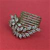 American Diamond Adjustable Ring with Rhodium Plating 2 Tone Plating Mehndi Plating