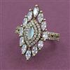 American Diamond Adjustable Ring with Mehndi Plating