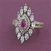 American Diamond Adjustable Ring with Mehndi Plating