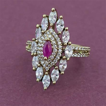 American Diamond Adjustable Ring with Mehndi Plating