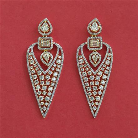 American Diamond Classic Earring with Rhodium Plating 2 Tone Plating Carat Plating