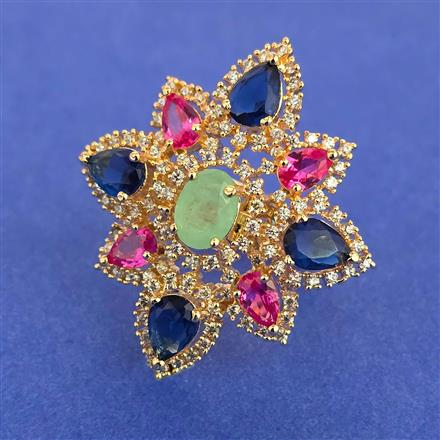 American Diamond Adjustable Ring with Carat Plating