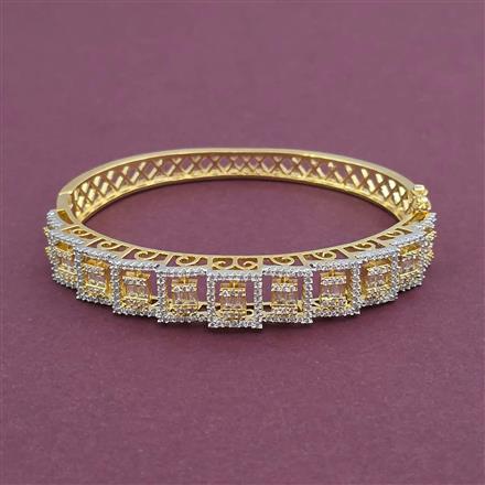 American Diamond Openable kada with Rhodium Plating 2 Tone Plating