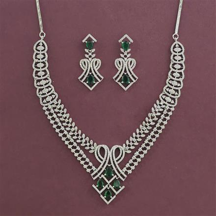 American Diamond Classic Necklace with Rhodium Plating