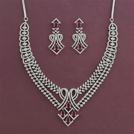 American Diamond Classic Necklace with Rhodium Plating