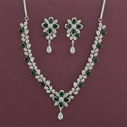 American Diamond Classic Necklace with Rhodium Plating