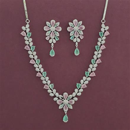 American Diamond Classic Necklace with Rhodium Plating